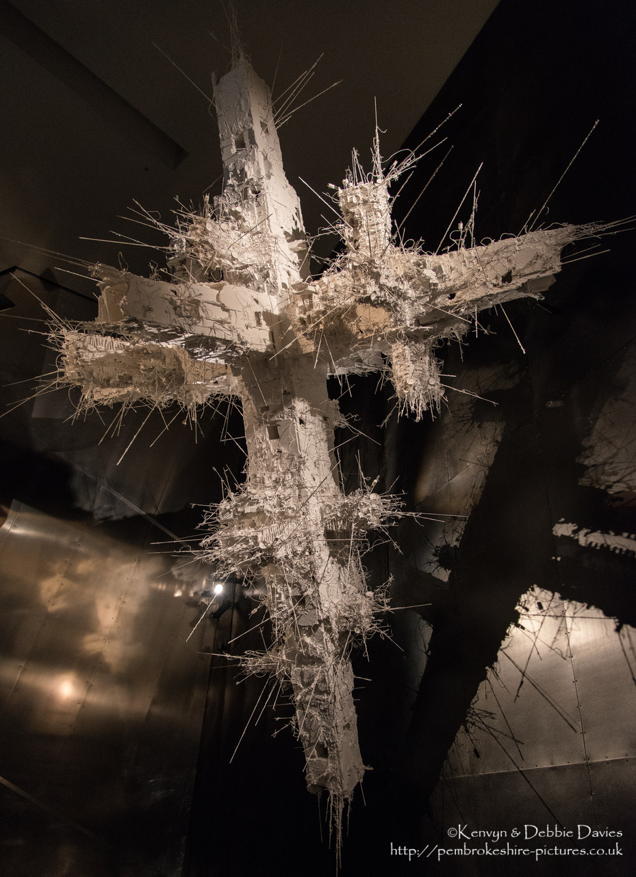The Crusader, created by renowned contemporary artist Gerry Judah, is a seven-metre-high, three-dimensional structure covered with a web of war-torn buildings.